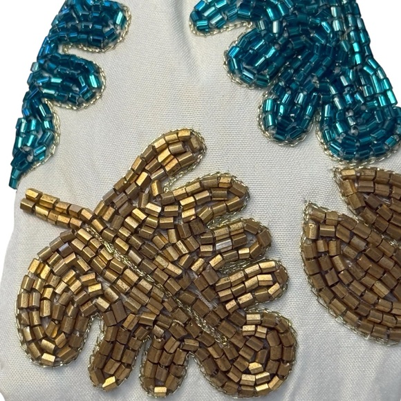 271. The Monstera Turquoise & Gold Beaded Headband - Picture 4 of 4